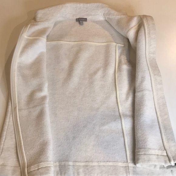 Talbots Sweatshirt Zipper Vest Small Cream Gray - Picture 8 of 10